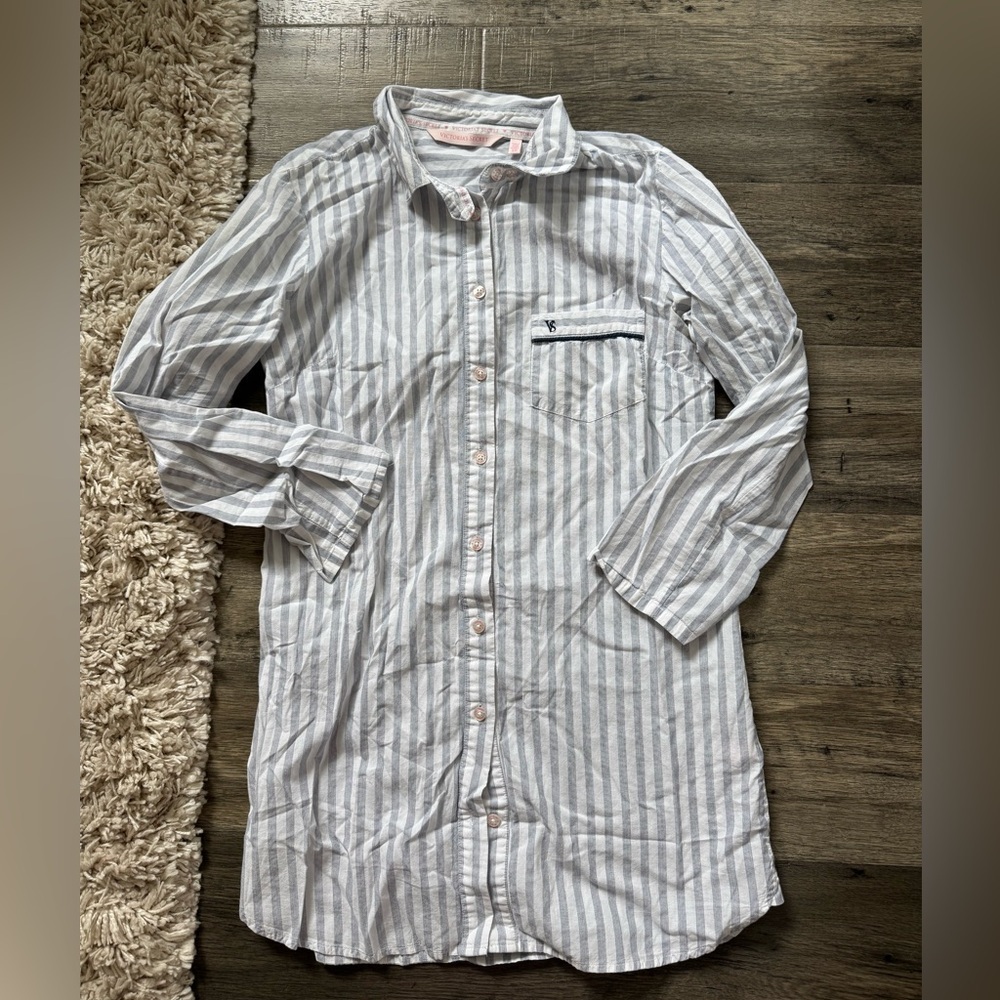 Victoria's Secret Blue and White Striped Pajama Dress